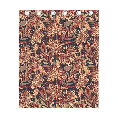 Brown Floral Bohemian Pattern Print Curtain