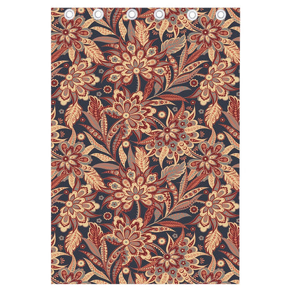 Brown Floral Bohemian Pattern Print Curtain