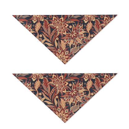 Brown Floral Bohemian Pattern Print Dog Bandana