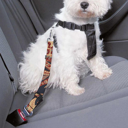 Brown Floral Bohemian Pattern Print Dog Seat Belt