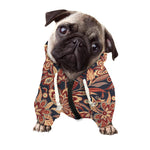 Brown Floral Bohemian Pattern Print Dog Zip Up Hoodie