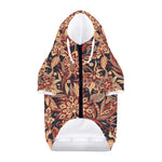 Brown Floral Bohemian Pattern Print Dog Zip Up Hoodie