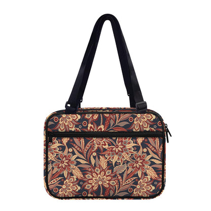 Brown Floral Bohemian Pattern Print Double Strap Bible Bag