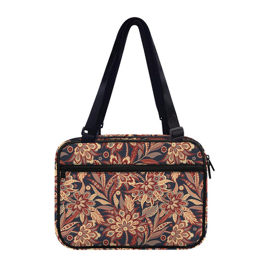 Brown Floral Bohemian Pattern Print Double Strap Bible Bag