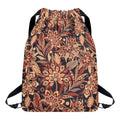 Brown Floral Bohemian Pattern Print Drawstring Backpack