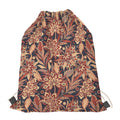 Brown Floral Bohemian Pattern Print Drawstring Bag