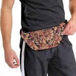 Brown Floral Bohemian Pattern Print Fanny Pack