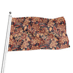 Brown Floral Bohemian Pattern Print Flag