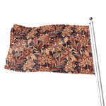 Brown Floral Bohemian Pattern Print Flag