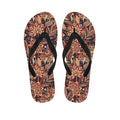 Brown Floral Bohemian Pattern Print Flip Flops