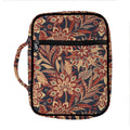 Brown Floral Bohemian Pattern Print Front Pocket Bible Bag