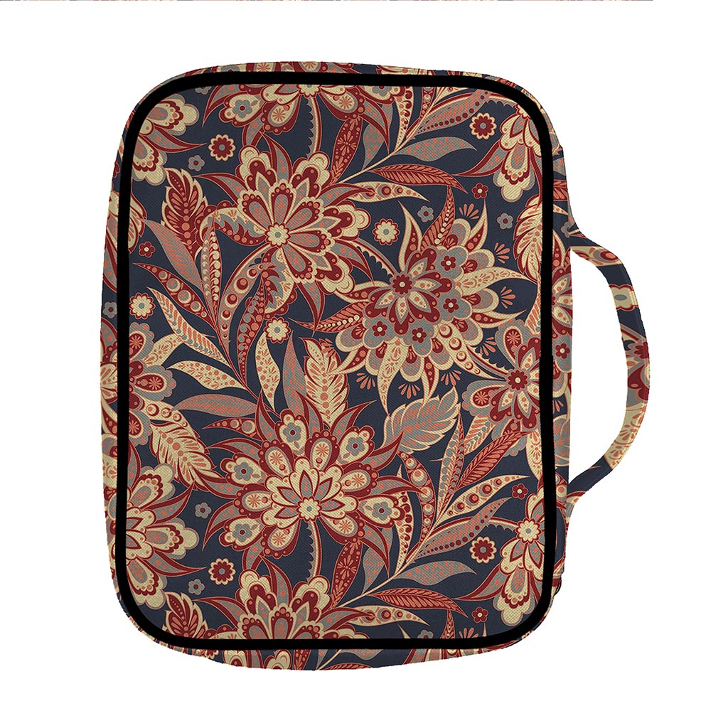 Brown Floral Bohemian Pattern Print Front Pocket Bible Bag