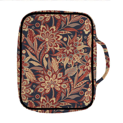 Brown Floral Bohemian Pattern Print Front Pocket Bible Bag
