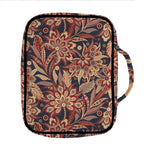 Brown Floral Bohemian Pattern Print Front Pocket Bible Bag