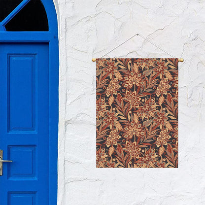 Brown Floral Bohemian Pattern Print Garden Flag