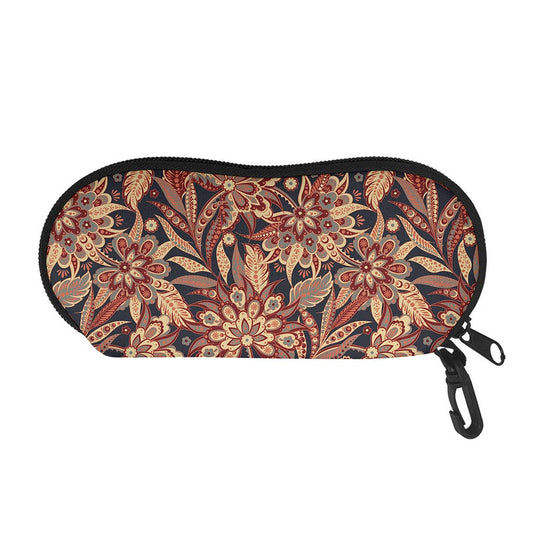 Brown Floral Bohemian Pattern Print Glasses Case