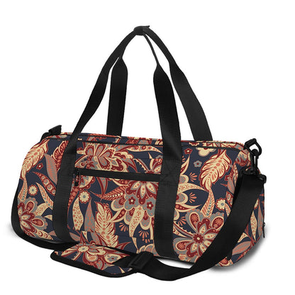 Brown Floral Bohemian Pattern Print Gym Bag