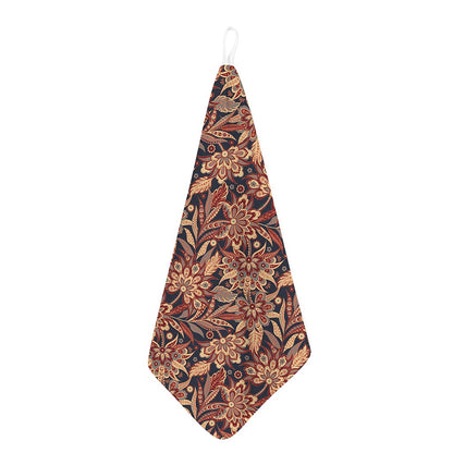 Brown Floral Bohemian Pattern Print Hand Towel