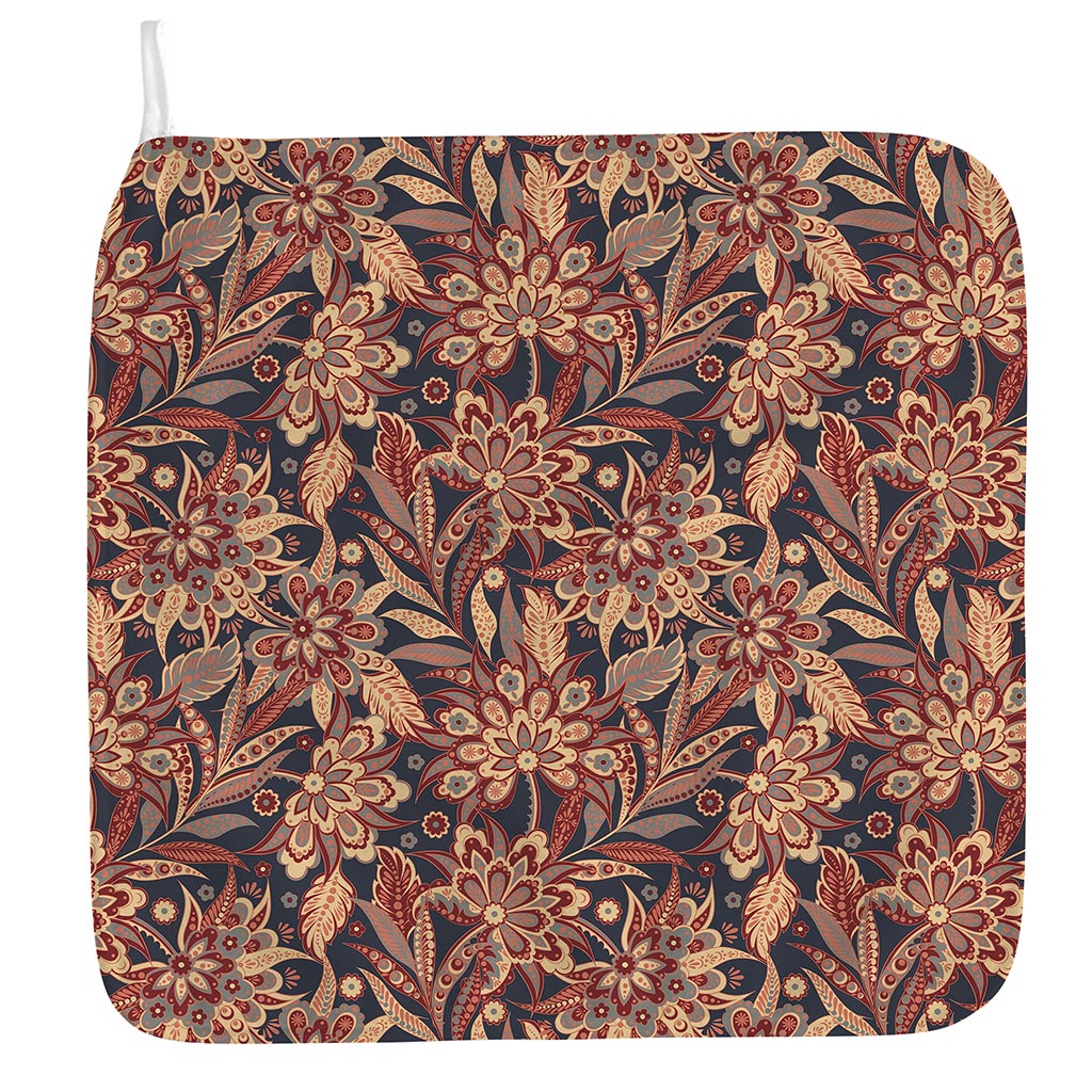 Brown Floral Bohemian Pattern Print Hand Towel