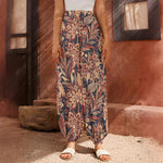 Brown Floral Bohemian Pattern Print Harem Pants