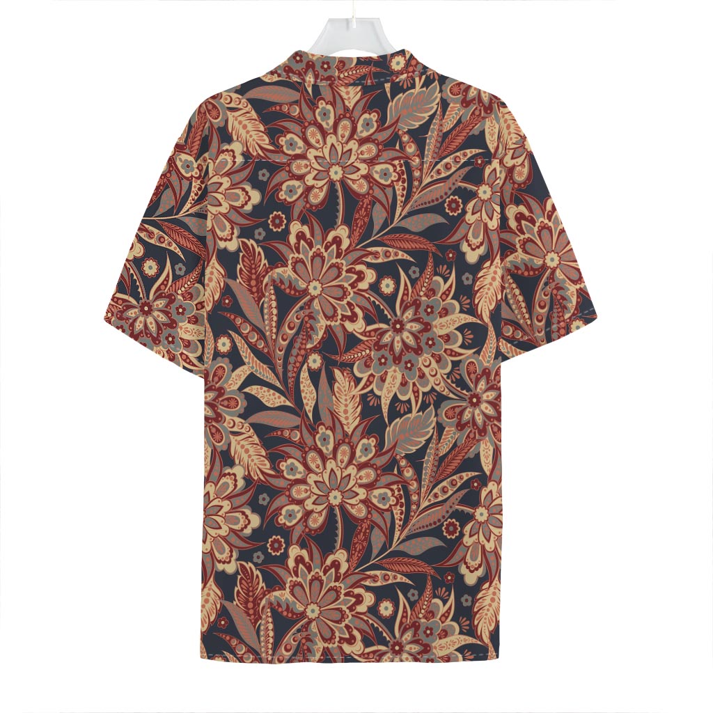 Brown Floral Bohemian Pattern Print Hawaiian Shirt