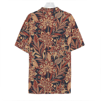 Brown Floral Bohemian Pattern Print Hawaiian Shirt