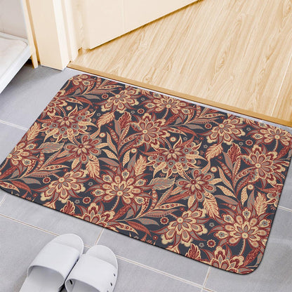 Brown Floral Bohemian Pattern Print Indoor Door Mat