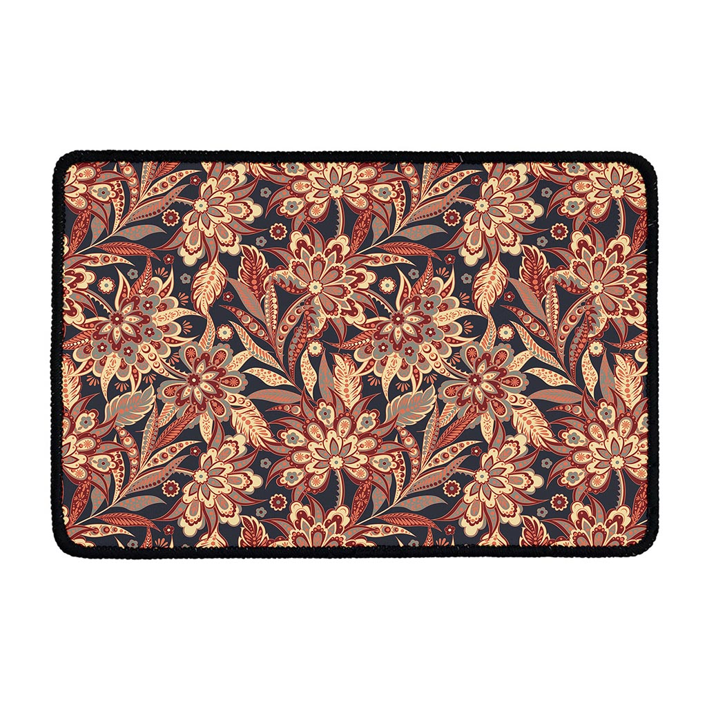Brown Floral Bohemian Pattern Print Kitchen Mat