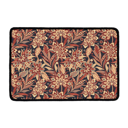 Brown Floral Bohemian Pattern Print Kitchen Mat