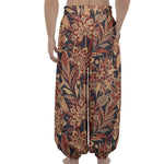 Brown Floral Bohemian Pattern Print Lantern Pants