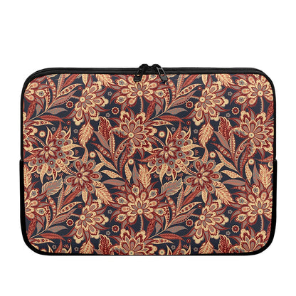 Brown Floral Bohemian Pattern Print Laptop Sleeve