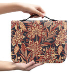Brown Floral Bohemian Pattern Print Leather Bible Cover