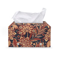 Brown Floral Bohemian Pattern Print Leather Tissue Box Cover