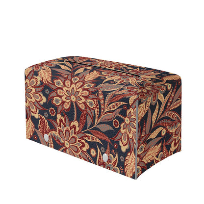 Brown Floral Bohemian Pattern Print Leather Tissue Box Cover