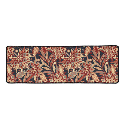 Brown Floral Bohemian Pattern Print Long Kitchen Mat