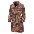 Brown Floral Bohemian Pattern Print Men's Bathrobe