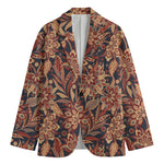 Brown Floral Bohemian Pattern Print Men's Blazer