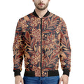 Brown Floral Bohemian Pattern Print Men's Bomber Jacket
