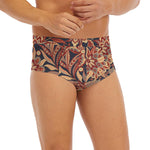 Brown Floral Bohemian Pattern Print Men's Briefs