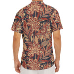 Brown Floral Bohemian Pattern Print Men's Deep V-Neck Shirt
