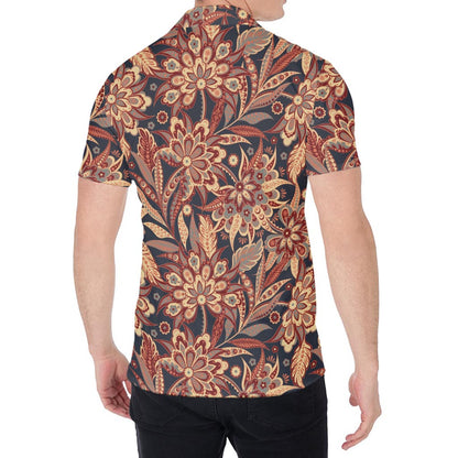 Brown Floral Bohemian Pattern Print Men's Shirt