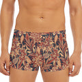 Brown Floral Bohemian Pattern Print Men's Short Boxer Briefs