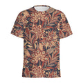 Brown Floral Bohemian Pattern Print Men's Athletic T-Shirt