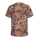 Brown Floral Bohemian Pattern Print Men's Sports T-Shirt