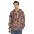 Brown Floral Bohemian Pattern Print Men's Velvet Pullover Hoodie