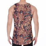 Brown Floral Bohemian Pattern Print Men's Velvet Tank Top