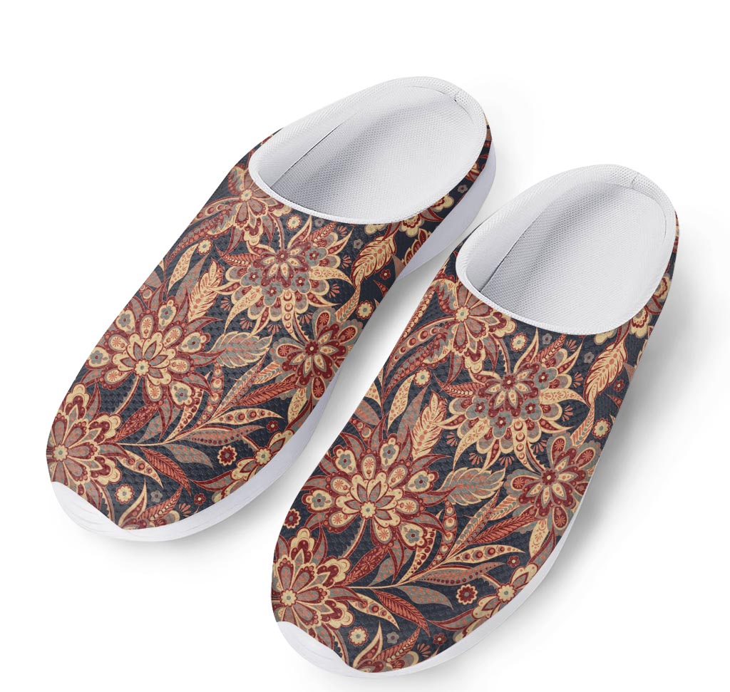 Brown Floral Bohemian Pattern Print Mesh Casual Shoes
