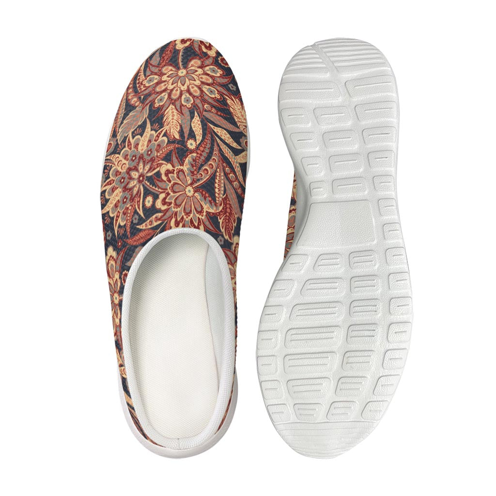 Brown Floral Bohemian Pattern Print Mesh Casual Shoes