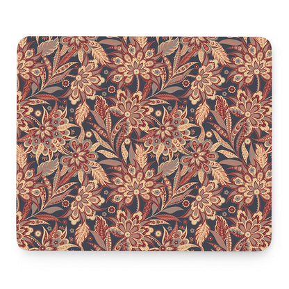 Brown Floral Bohemian Pattern Print Mouse Pad