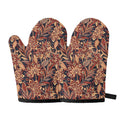 Brown Floral Bohemian Pattern Print Oven Mitts